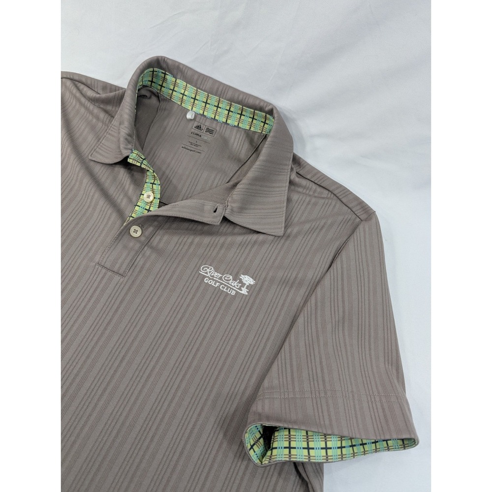 Adidas Golf Polo Shirt Large Gray ClimaCool River Oaks Pattern Performance
